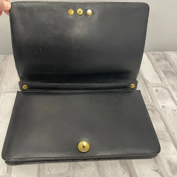 Christian Dior Vintage Black Leather Shoulder Bag w/ Adjustable Strap - Preowned - Picture 11 of 14